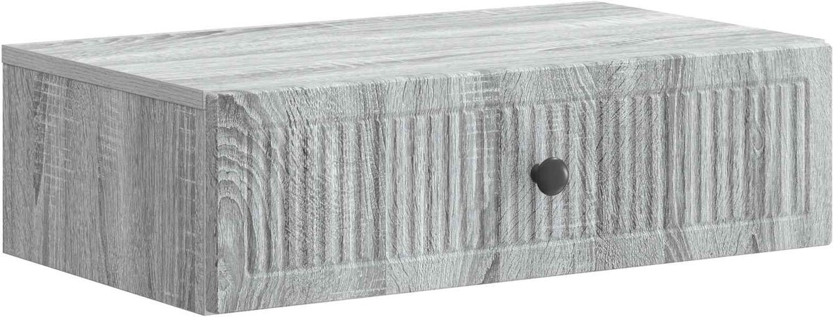 vidaXL Wandgemonteerde - Zijtafel - 59 - x - 34,5 - x - 17 - cm - Bewerkt - hout Grijs sonoma