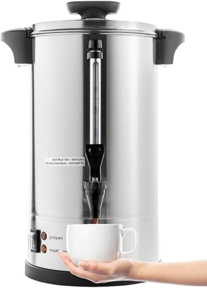 Roestvrijstalen Urn - Koffie Boiler - Grote Hoeveelheden Warmen - Commerciële Kwaliteit - 15 Liter - Zilver