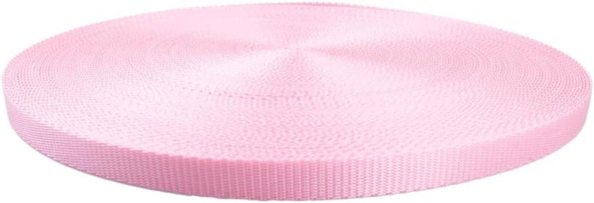 Nylon Singelband - Plat Touw - Knutselen Tuinieren - Weerbestendig Duurzaam - 15 cm breed 15 meter - Zacht Roze