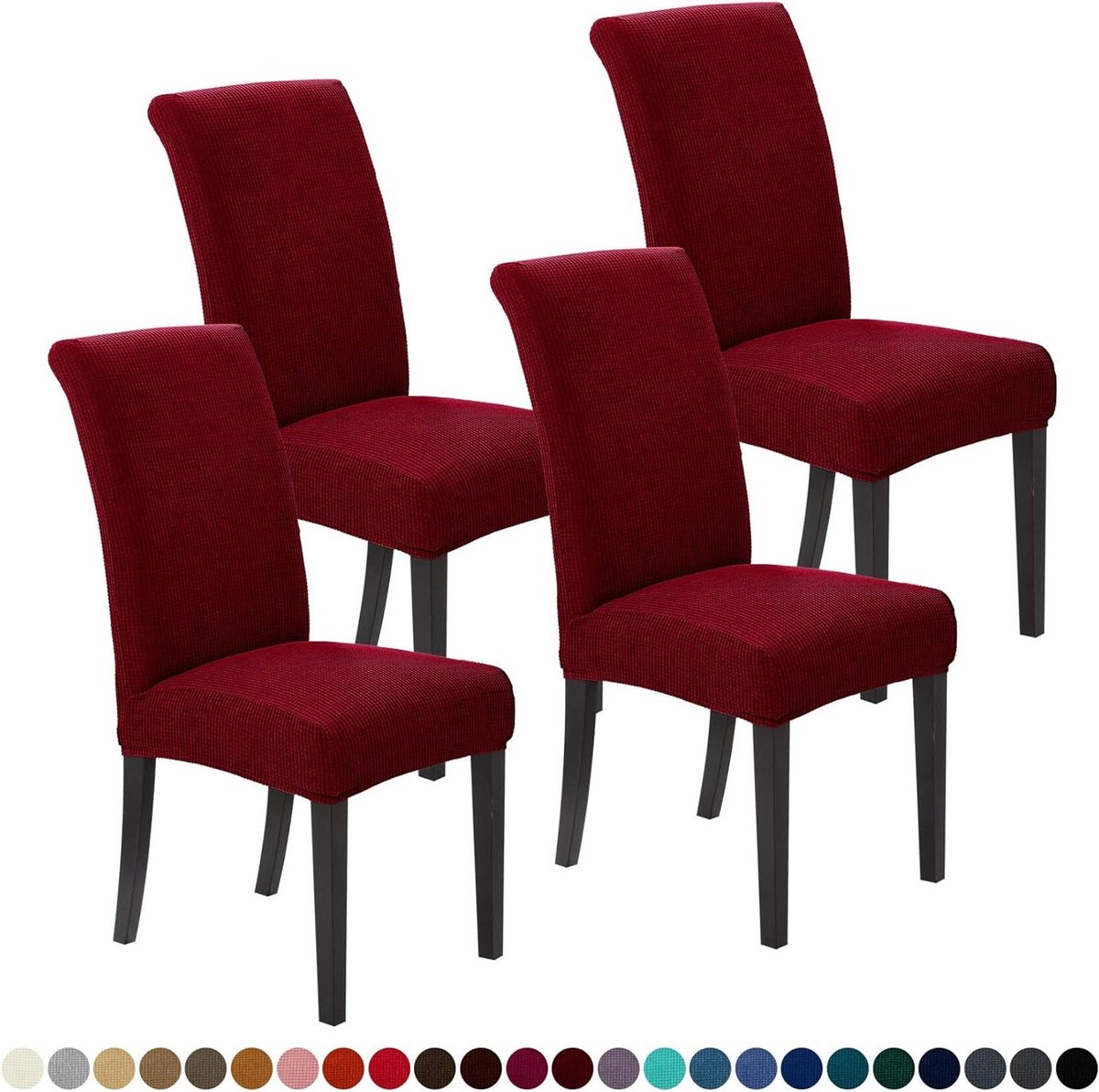 Stoelhoezen Set - Hoes voor stoelen - Eettafel beschermen - Waterafstotend materiaal - 4 stuks - Rood