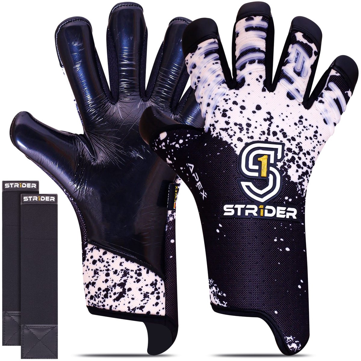 Str1der Apex keepershandschoen | Zwart/wit | Maat 9