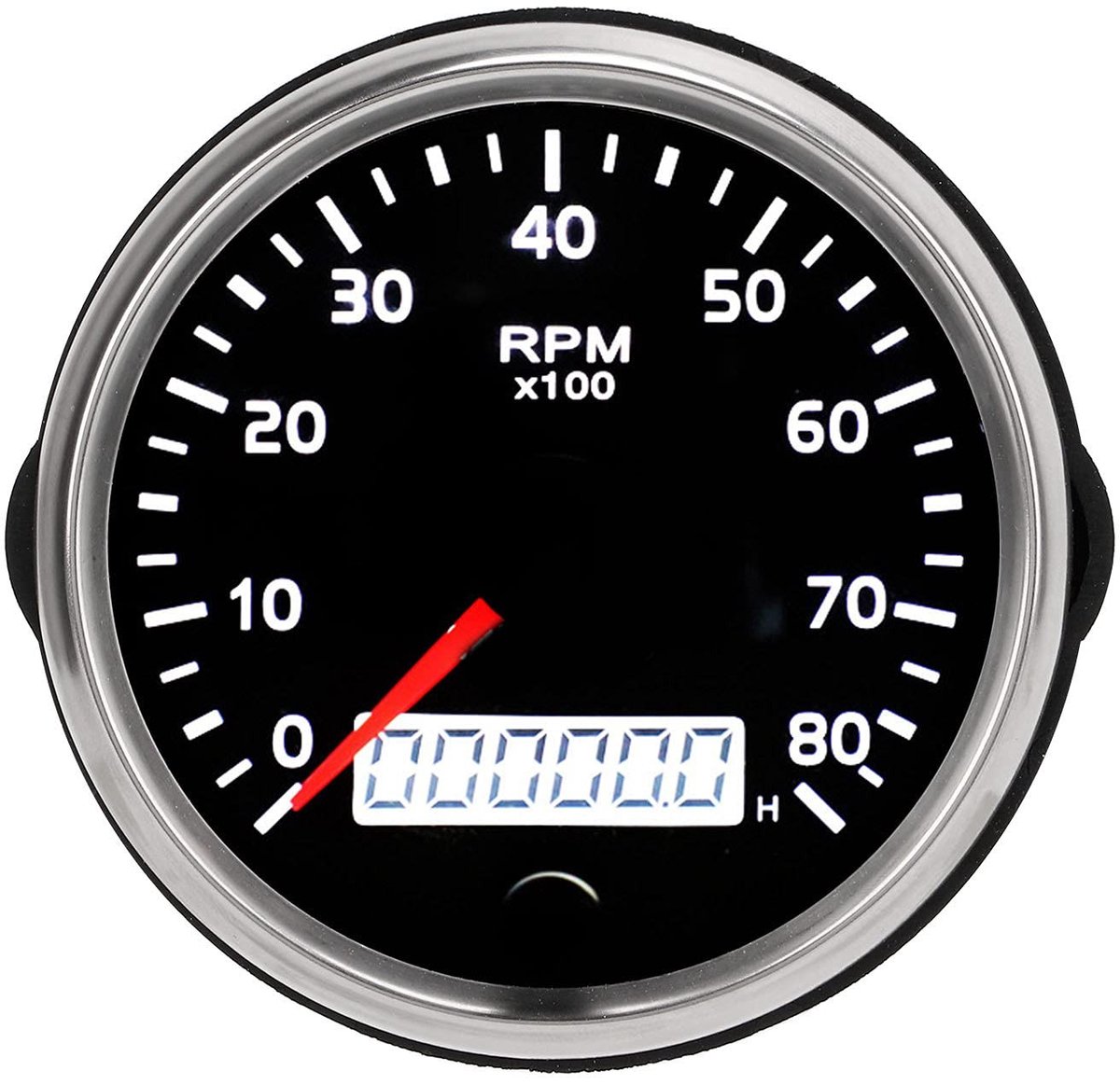 aladdien - 85mm Tachometer - Boot Tachometer Gauge - Waterdicht en LCD Display - 0-8000 - Geschikt voor Motoren en Vrachtwagens - 1-8 Cilinder