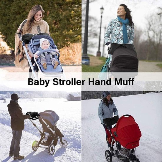 Kinderwagen Handmof - Baby warmer - Wandelen in kou - Waterdicht en winddicht - 53x25cm - Zwart — afbeelding 3