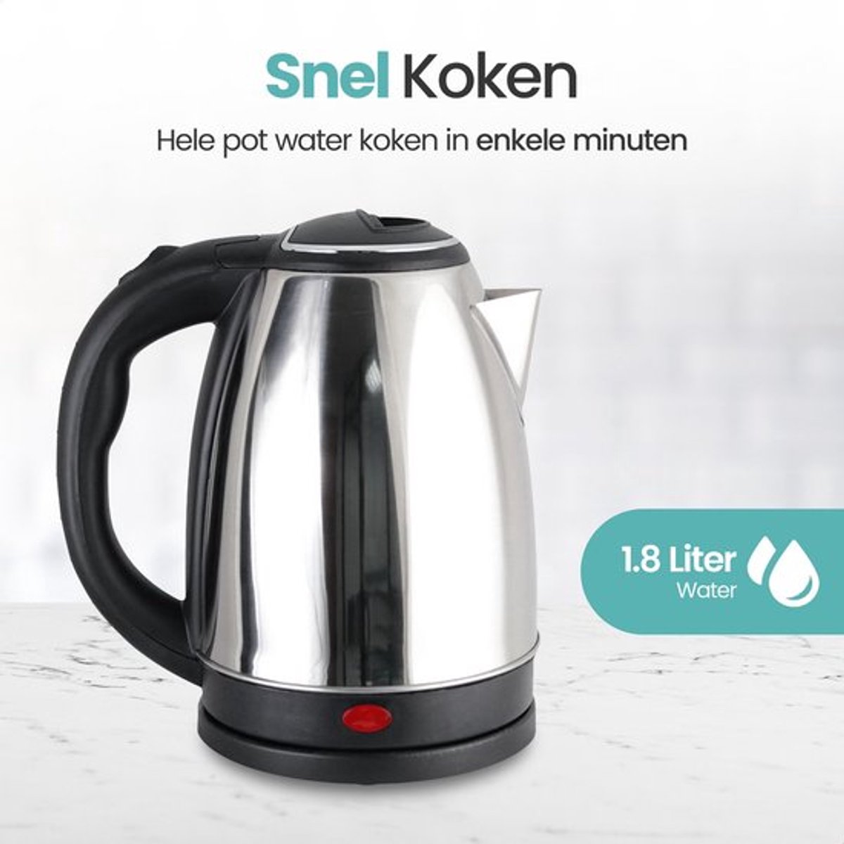 Elektrische Waterkoker RVS 1.8L – 1850W – Automatische Uitschakeling & Droogkookbeveiliging — afbeelding 5