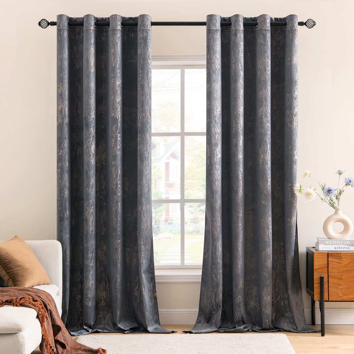 VT Goods - Bronskleurige fluwelen gordijnen - Kamerv verduisterend - Thermisch geïsoleerd - 140 x 245 cm - Vitrage gordijnen - Geschikt voor woonkam..