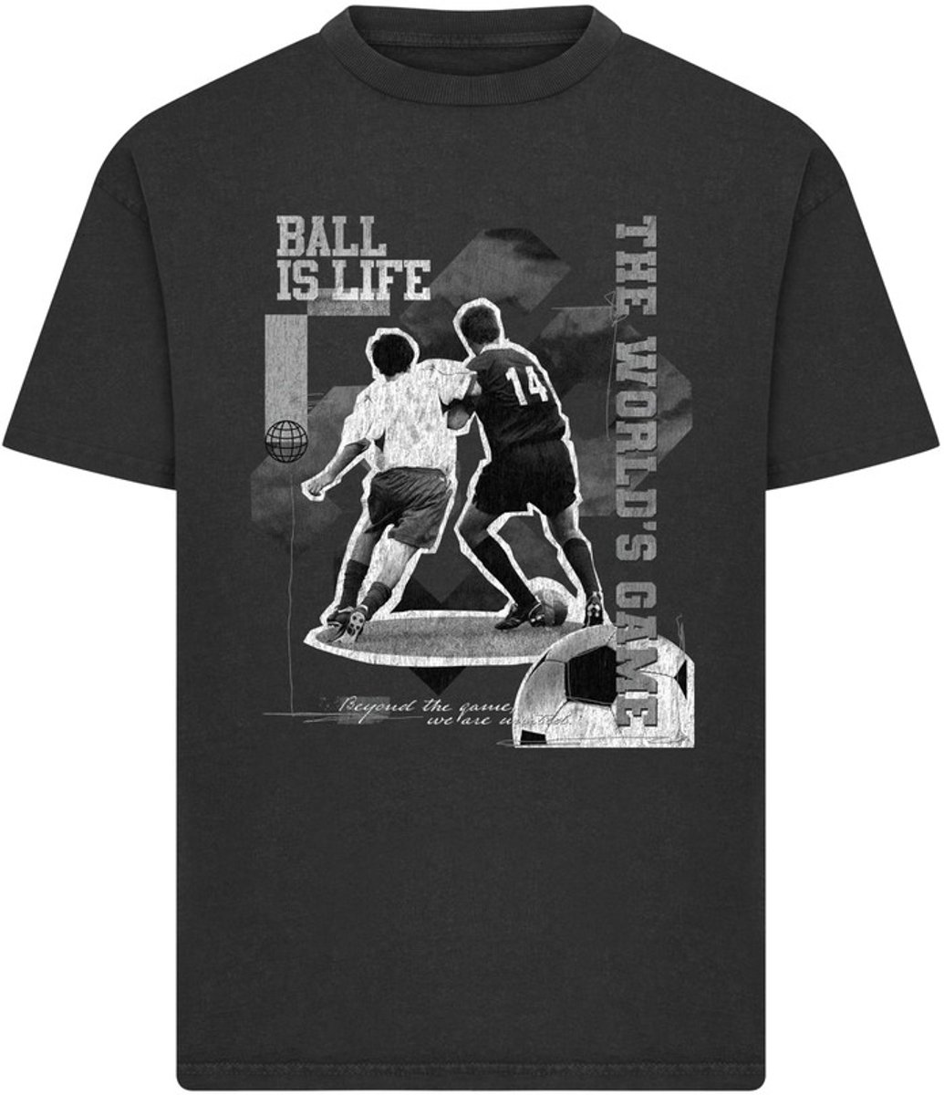 Mister Tee Ball Is Life Vintage Heavy Loose Heren Tshirt XXS Zwart