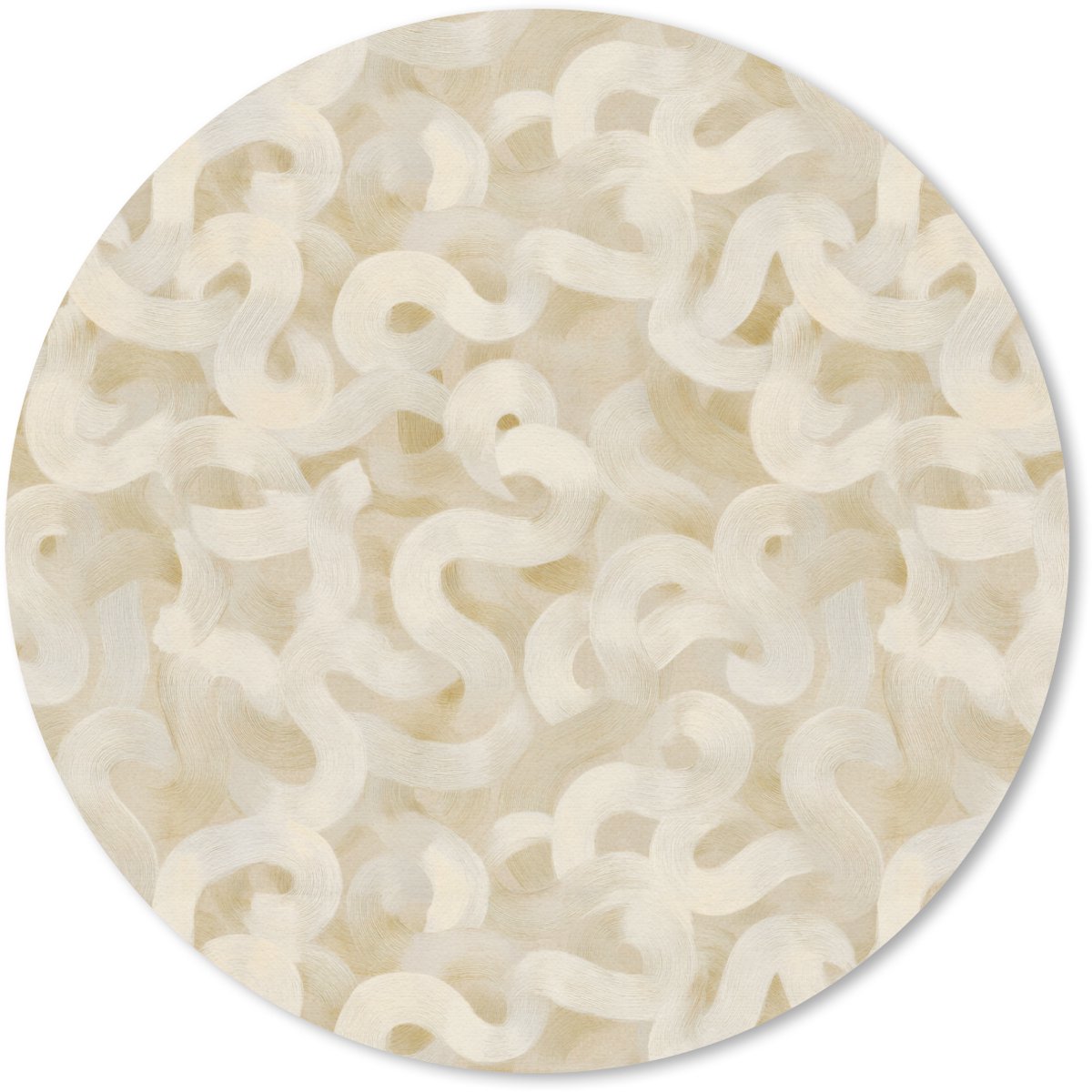 Muismat rond 20x20 cm - Mousepad Abstract - Lijnen - Beige - Ronde muismatten