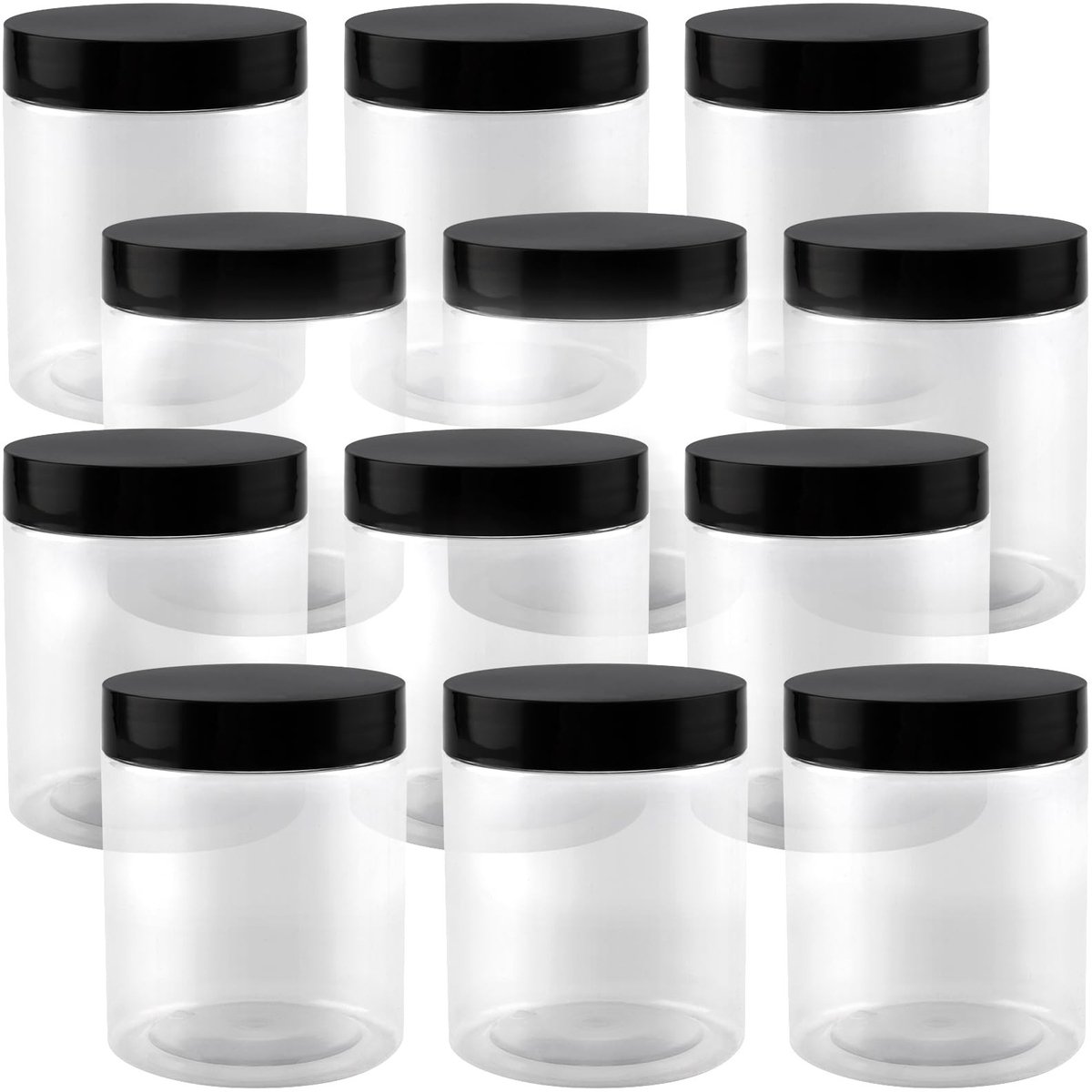 Dailygoods- Voorraaddozen 12 stuks 250 ml - Kunststof - BPA-vrij - Transparant - Opbergdozen met deksel - Voor levensmiddelen/specerijen - Opbergpotten