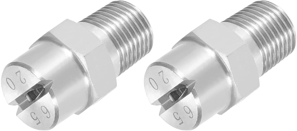 Dailygoods - Platte Ventilator Sproeikop 1/8BSPT 2,8 mm 2 stuks Roestvrij Staal