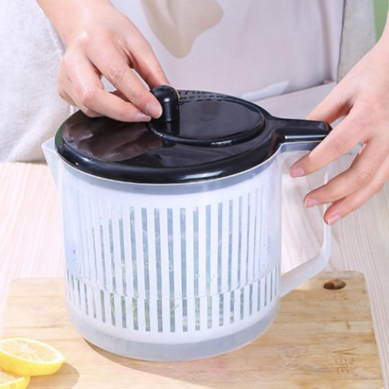 Sla centrifuge - Keukenhulp Groente - Salades Maken - Multifunctioneel Droger Zeef - 22 x 18.5 cm - Wit — afbeelding 4
