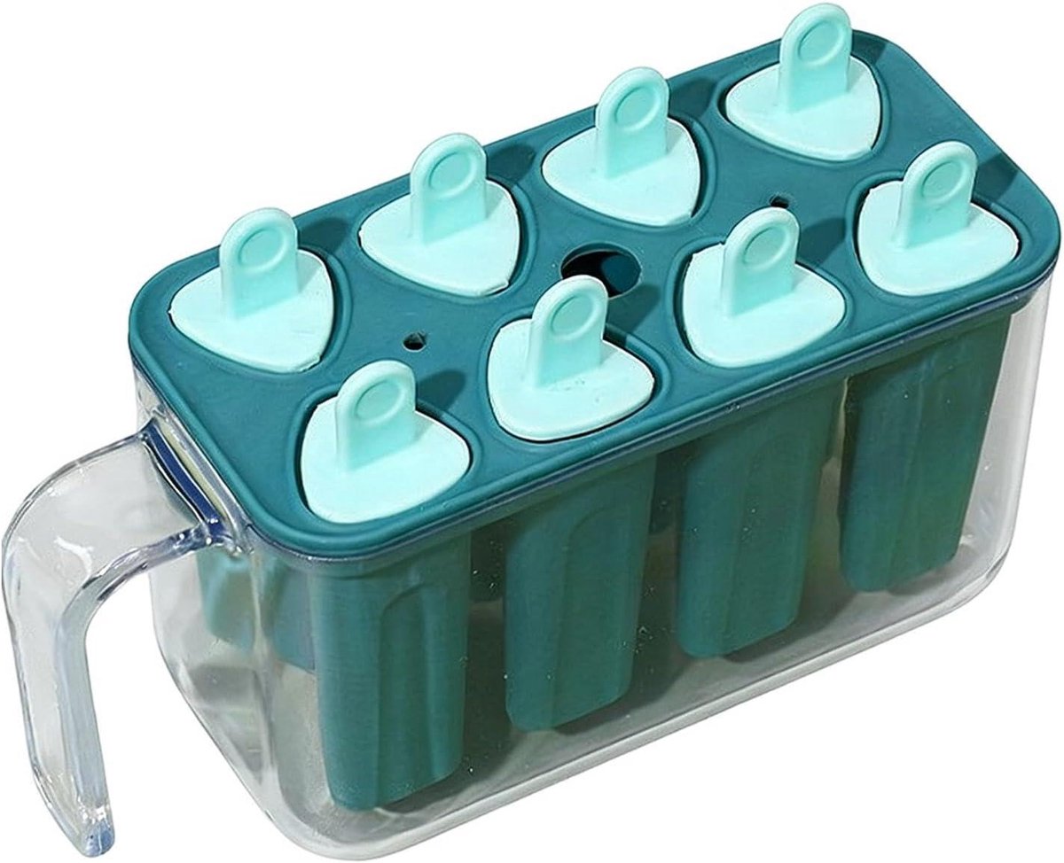 Ijsjesmaker - IJslolly Vormen - Zelf Desserts Maken - Herbruikbaar Ontwerp - 8 Stuks - Blauw