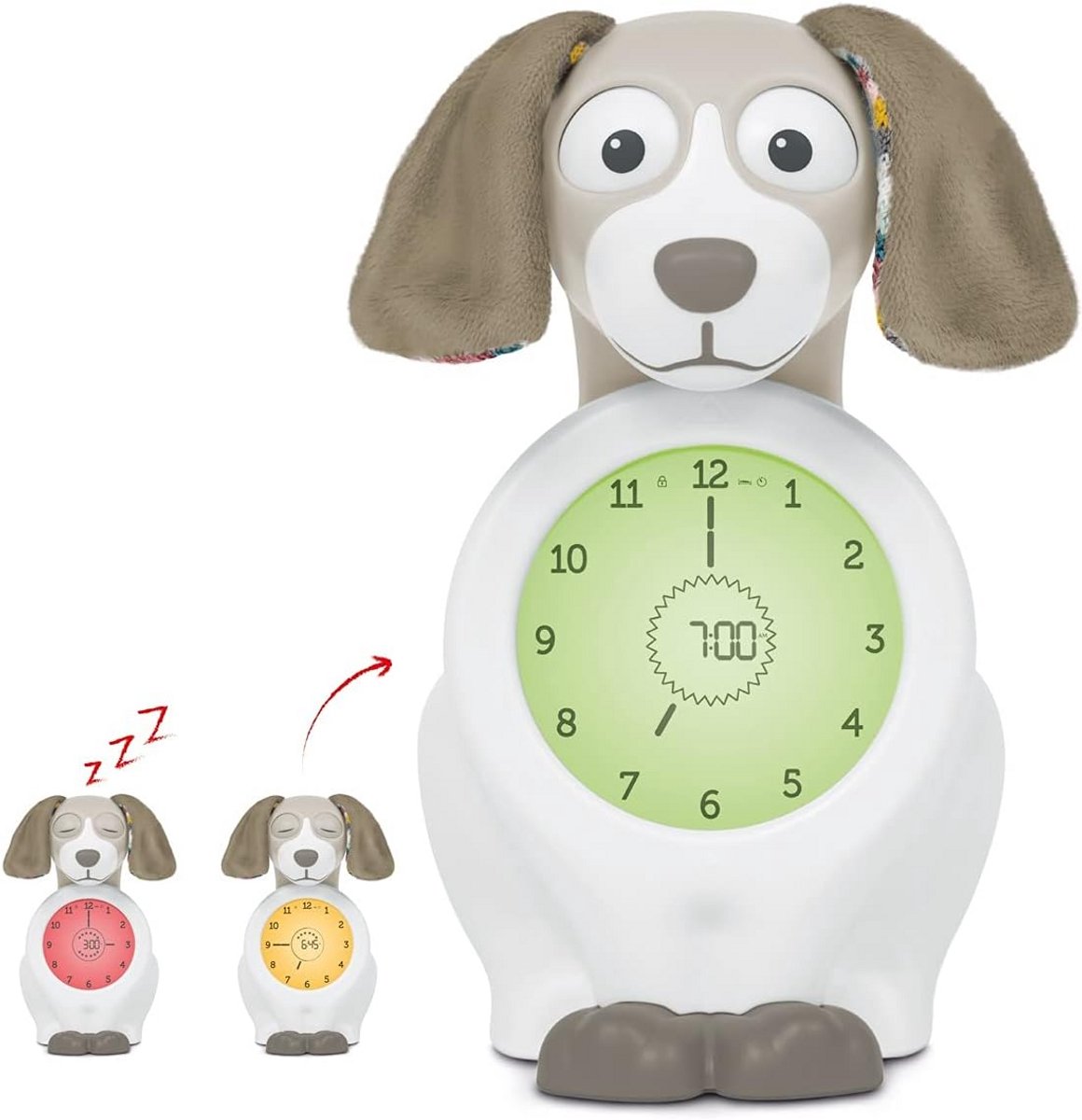 Hond Slaaptrainer - Nachtlamp Wekker - Kinderen Leren Slapen - Ogen Open Gesloten - 14 x 12 cm - Groen