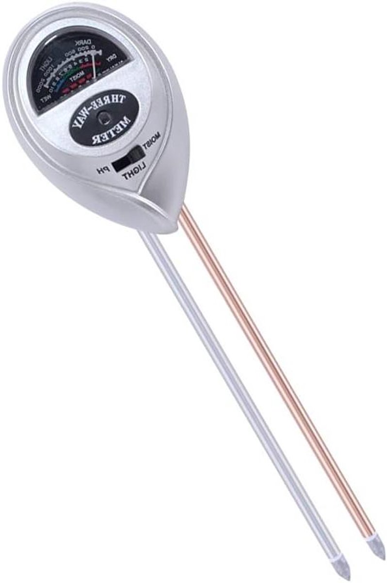 3 in 1 Bodemmeter - pH Vochtigheid Tester - Planten Verzorgen - Groot LCD Scherm - 18cm Sonde - One Color
