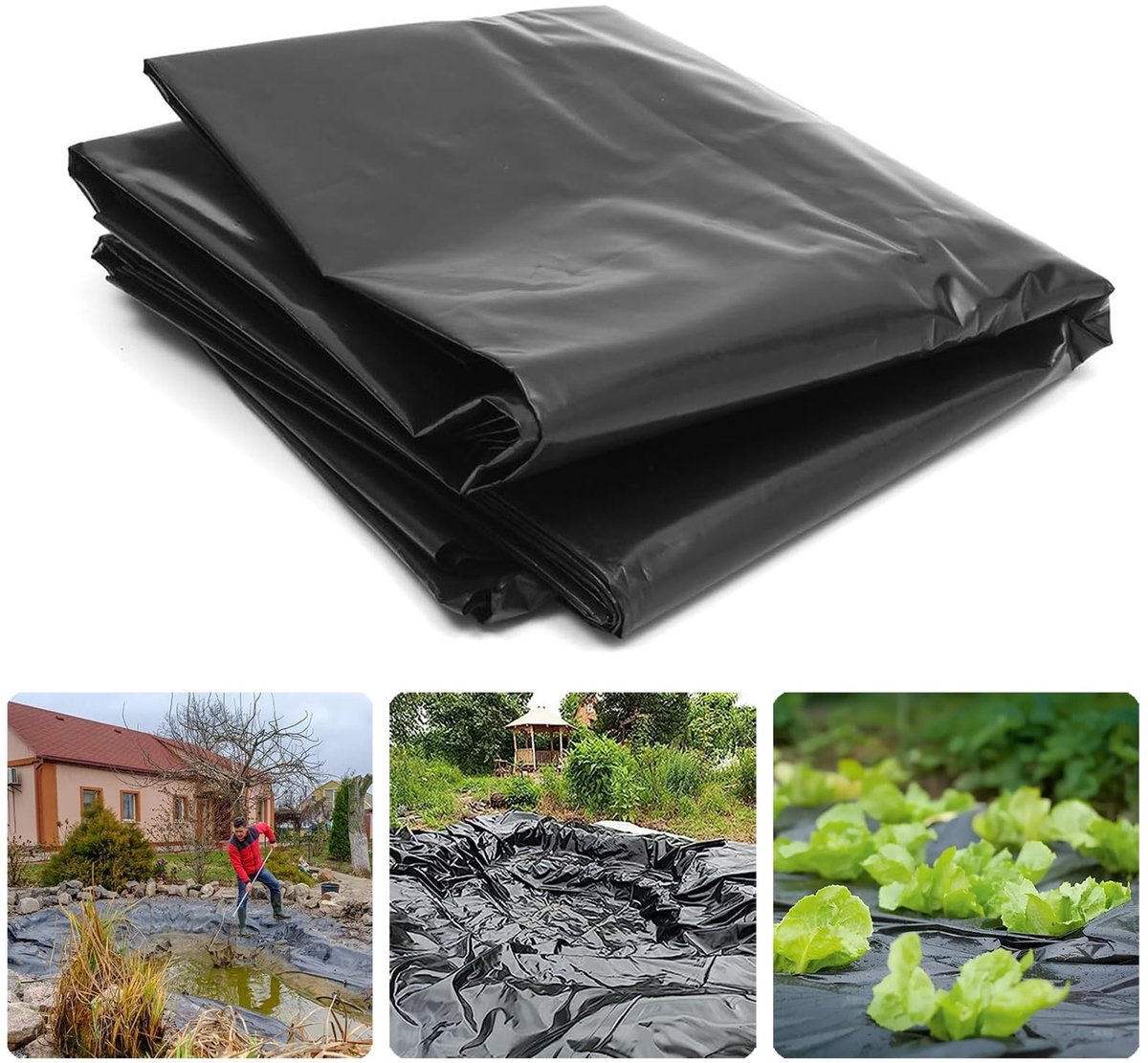 Dailygoods- Broeikasfolie 2 x 6M - Zwarte Plastic Folie - UV-bestendig - Scheurbestendig - Waterdicht - Sterke Beschermfolie - Plasticfolie