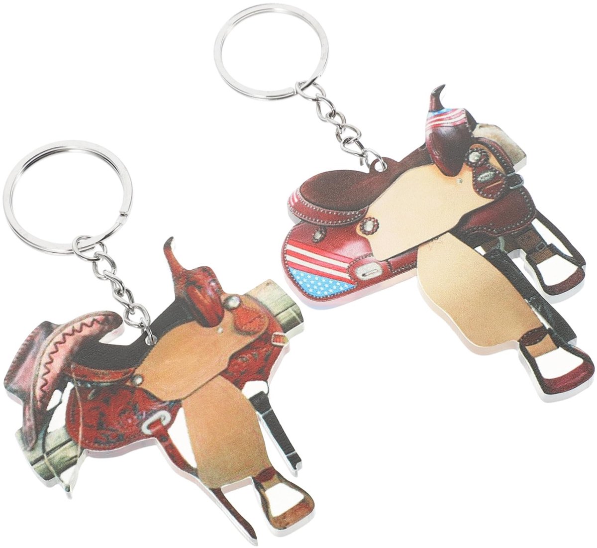 Dailygoods- Sleutelhanger 2 stuks - Paardenhanger/Zadeldesign - Acryl - Sleutelring - Rugzakhanger - Kleine Decoratie - 12x6,2 cm