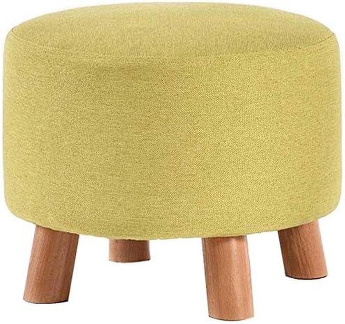 Houten Voetenbankje - Gestoffeerde Kruk - Ontspanning Thuis - Massief Houten Constructie - 42 x 28 cm - Matcha