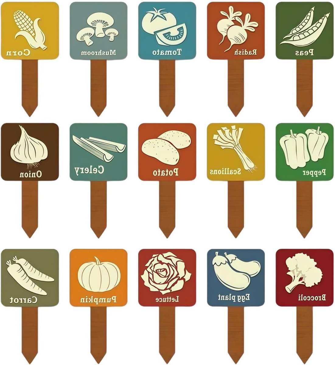 Tuinlabel Stokjes - Houten Bordjes - Planten Identificeren - Weerbestendig Ontwerp - 15 Stuks - Houtkleur