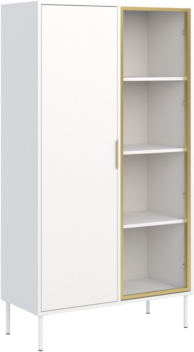 Selsey Vena – Vitrinekast 2 deuren – met glazen front – wit – 90 cm