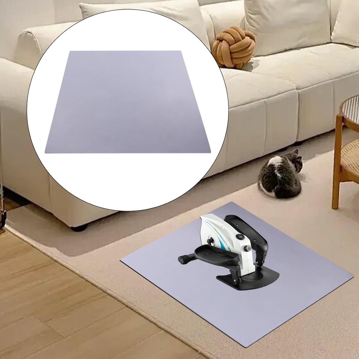 Oefenmat - Pedaaltrainer pad - Vloerbescherming thuis - Antislip en trillingsdempend - 60 x 55 cm - Grijs zwart