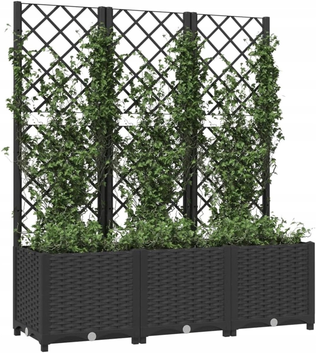 Bloembak met Trellis - Tuin & Balkon - Zwart PP - 120x40x136cm