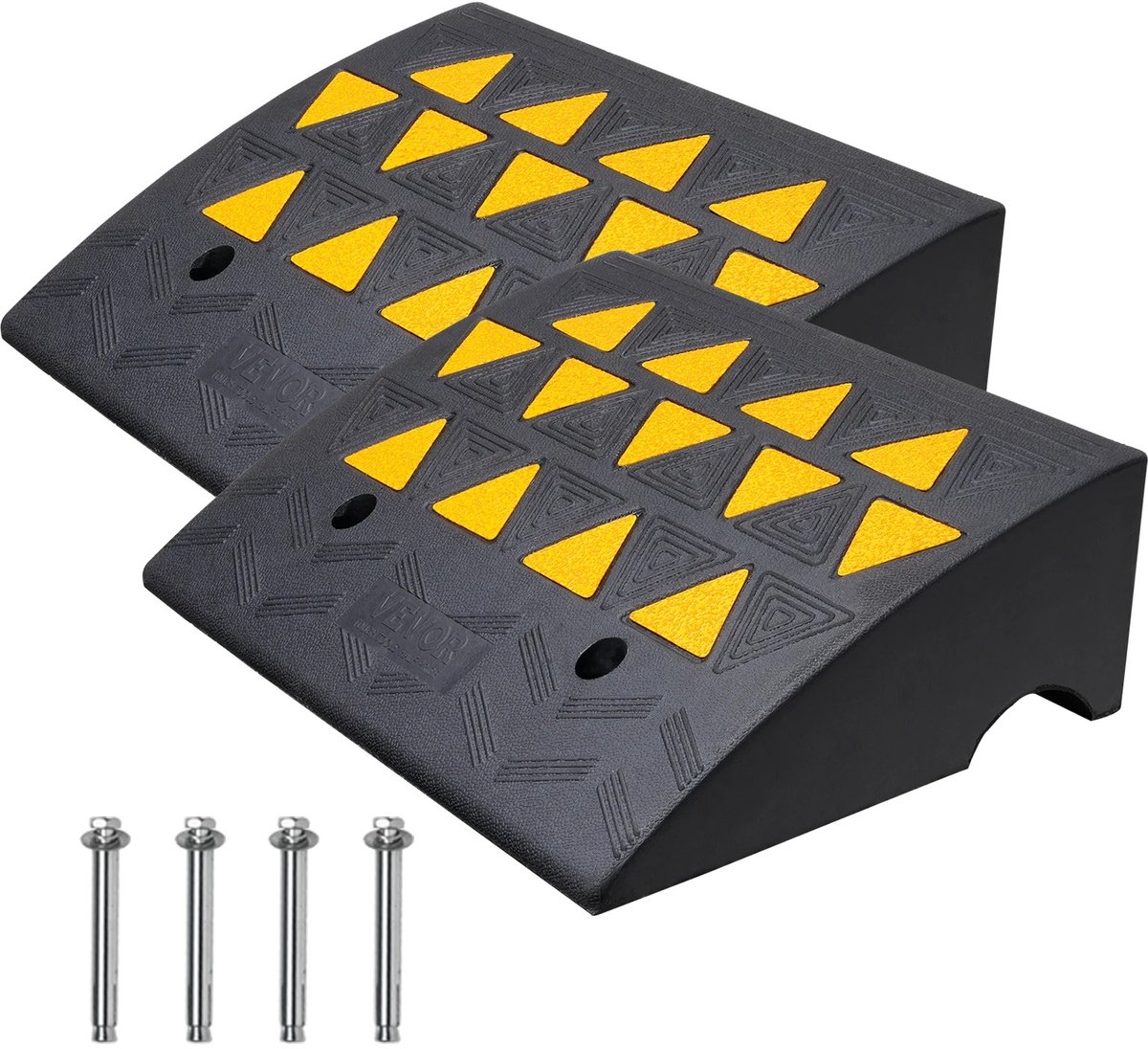 Roossentials drempeloprit - 2 pack 49x37,1×15,2cm - Oprijplaat - Rubber - Voor auto, rolstoel en motorfietsen - Antislip