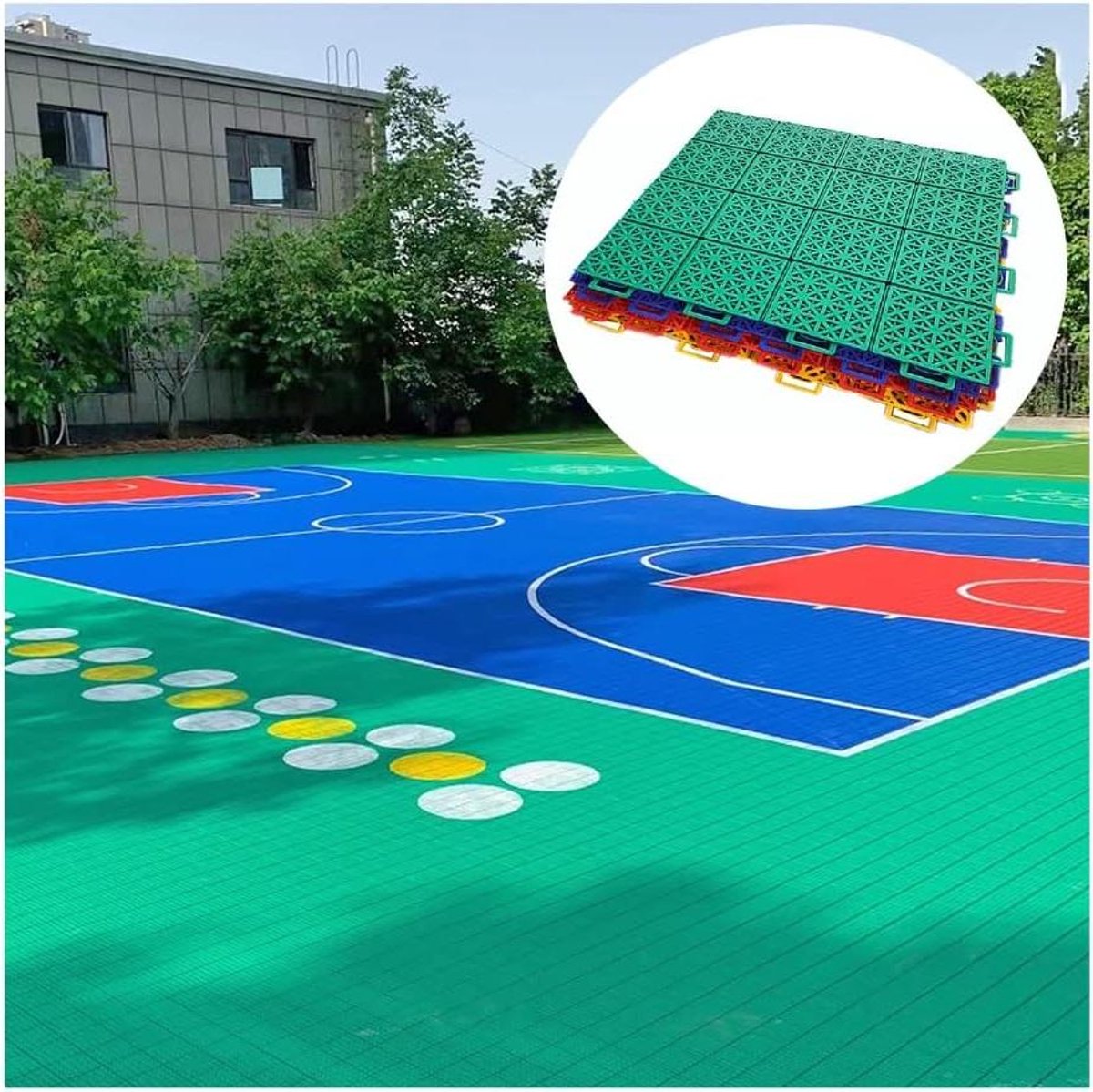 Modulaire Vloertegels - Sportvloer Anti-seismisch - Buiten Sportvelden - Snel Te Monteren - 34 cm 10 Stuks - Rood