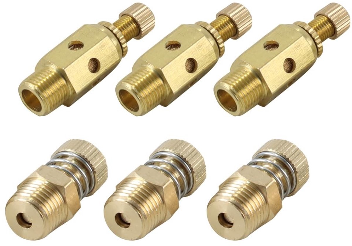 JHUBERS- Geluidsdemper Duurzaam - Pneumatische Geluidsdemper - 3 x 1/8 PT - 3 x 1/4 PT - Messing - Geluidsreductie Pneumatische Systemen