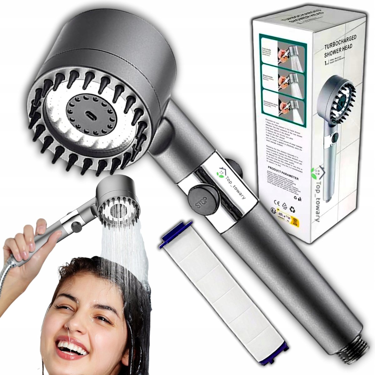 Douchekop met Filter en Massagestand - Waterbesparend & 4 standen