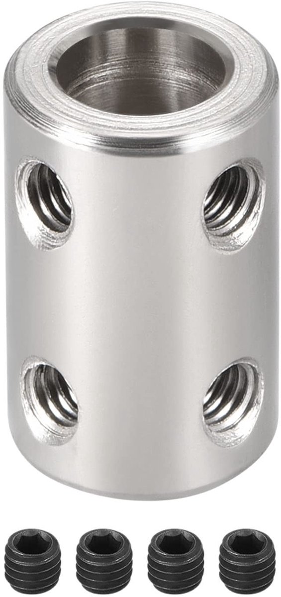 Dailygoods- Stijve Koppeling Roestvrij Staal - Aansluiting Motor - 8 mm Boring - 3D-Printers/Modelboten - L22xD14 - Duurzaam Materiaal - As Koppeling