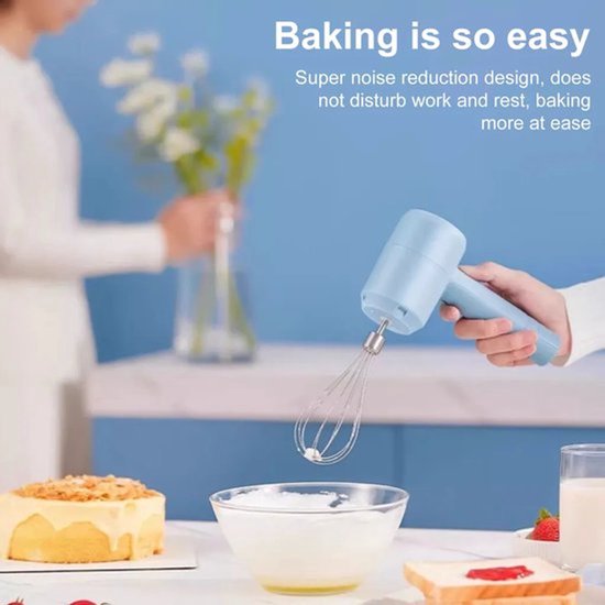Draadloze elektrische eierklopper, handmixer, drie snelheden, USB-oplaadbare mixer, geschikt voor het bakken van pannenkoeken, draagbare eierklopper. van Merkloos — afbeelding 5