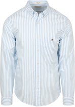 Gant Overhemd Stripe Poplin Classic Blauw - Maat L - Heren - Overhemden Casual
