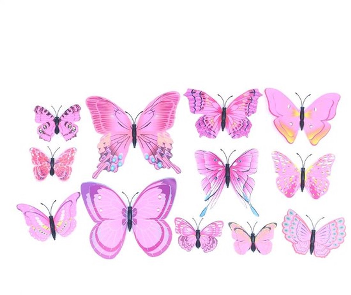 Dailygoody - 3D Vlinder Muursticker - Decoratieve Stickers - Roze