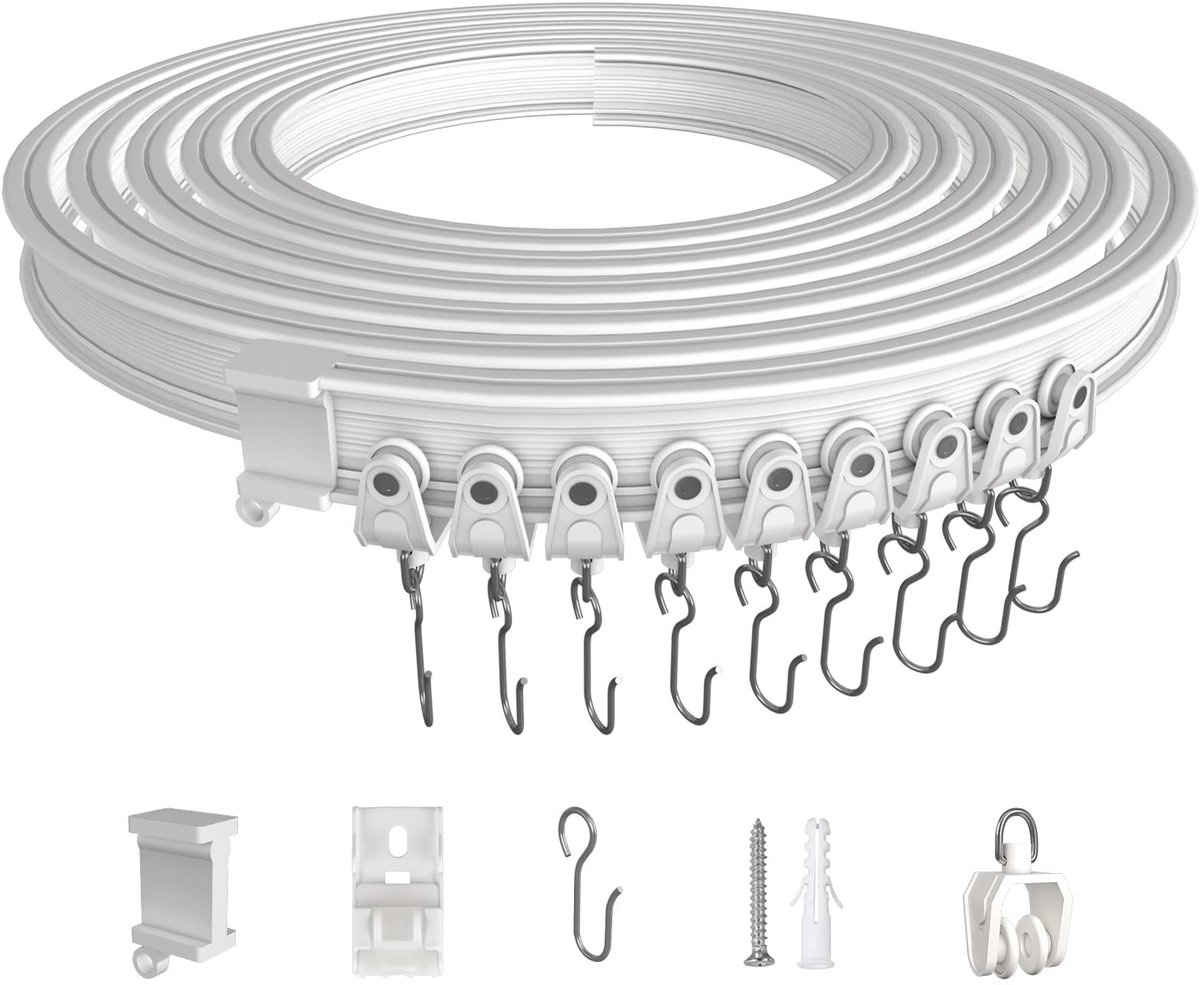 Dailygoods - Gebogen gordijnrail - Flexibele gordijnrail - Ideaal voor plafondmontage - 10 meter - Ruimteverdeler - Geschikt voor kamers en kantoren