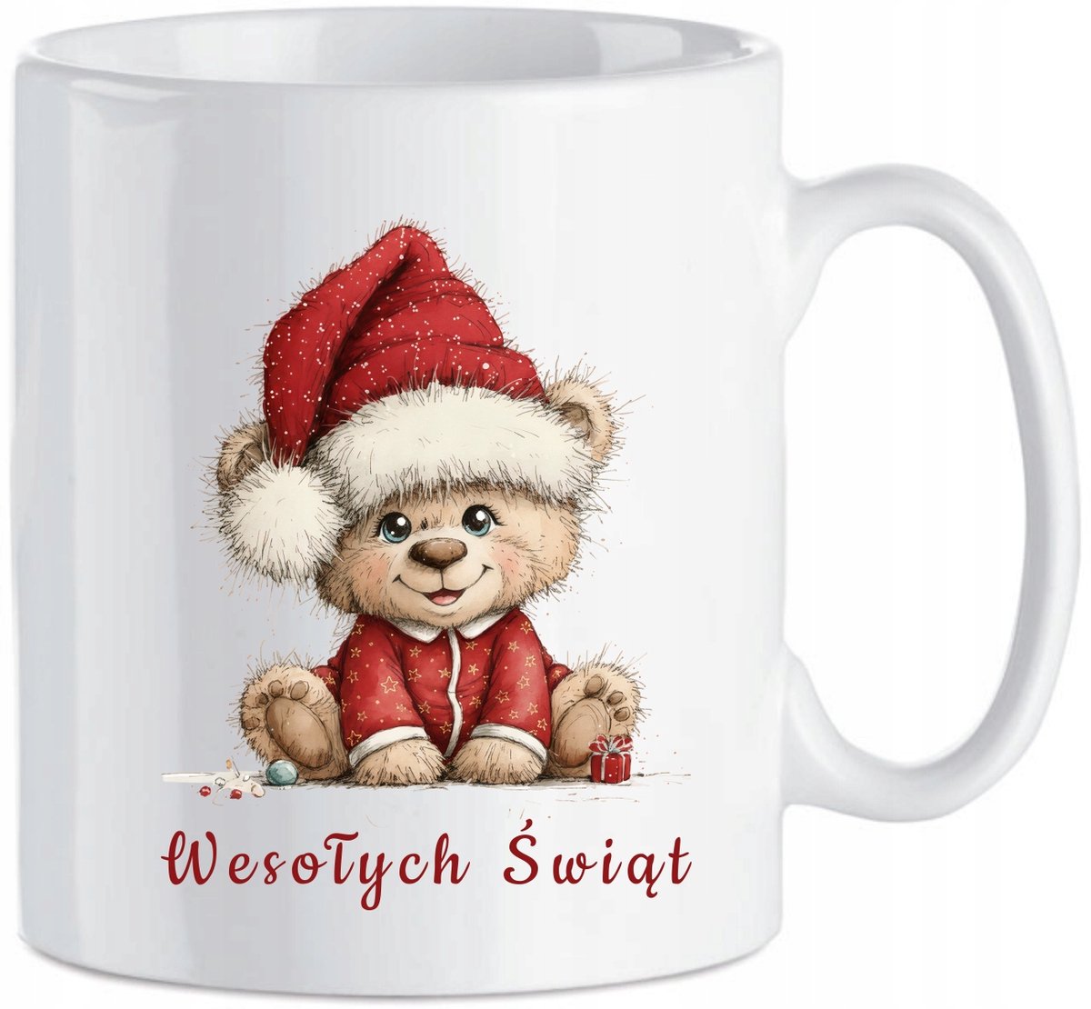 Keramische Mok - Feestelijk Cadeau met Beer & Vrolijk Kerstfeest