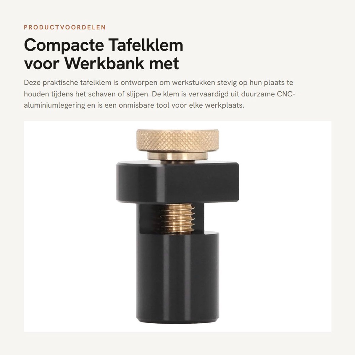 Dailygoods- Tafelhanger met 19 mm tafelvergrendeling - Compact formaat - CNC-aluminiumlegering - Roestvrijstalen kopschroef - Werkstuk stopper - Geschikt voor werkbank - Bankhond