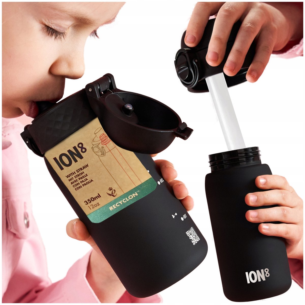 ION8 Kinder Drinkfles met Rietje - 350ml - Lekvrij & BPA-vrij