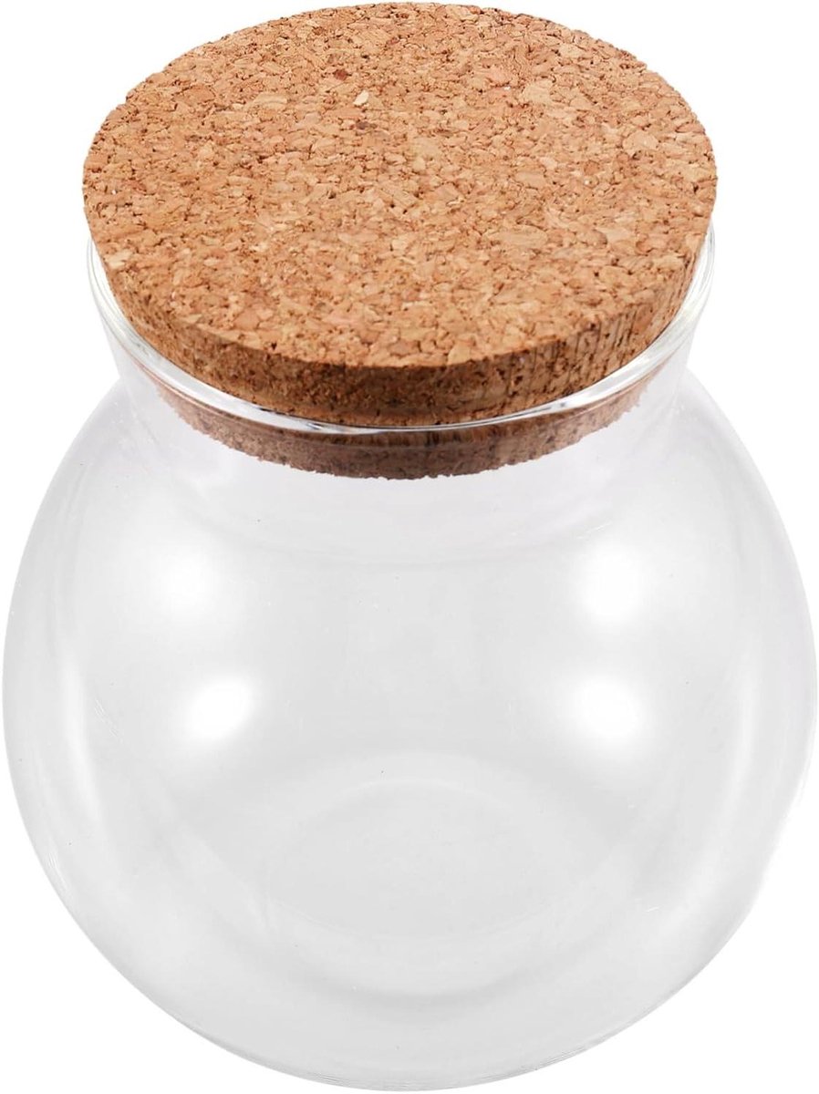 Mini Glazen Flesjes - Wenspotjes Kurk - Decoratie Knutselen - Met Kurk Sluiting - 13cm Hoo