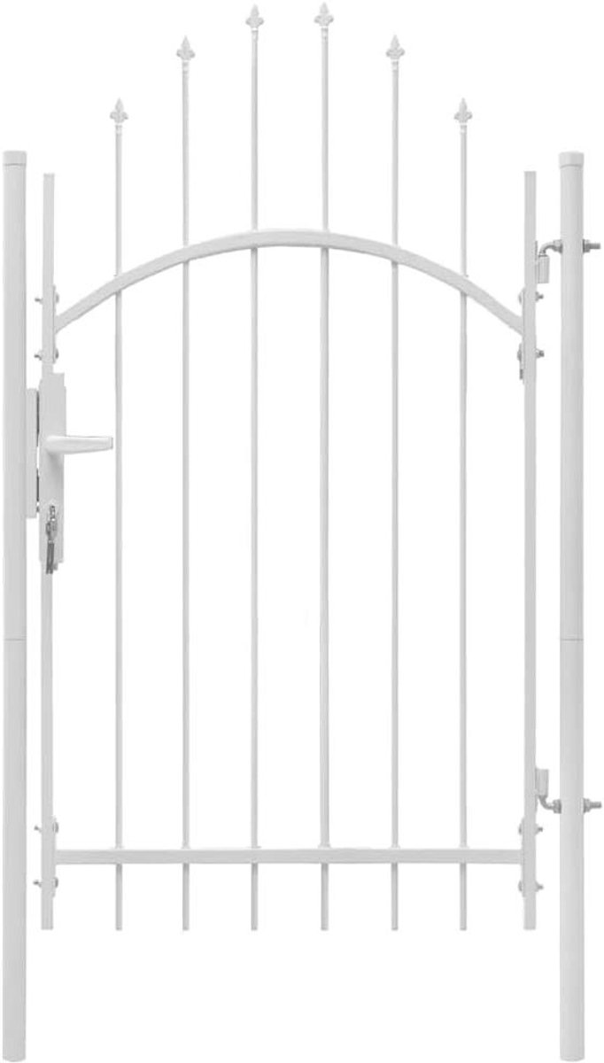Stalen Tuinpoort - Hekwerk Poort - Tuin Afsluiten - Gebogen Design - 1 x 2.45 m - Wit
