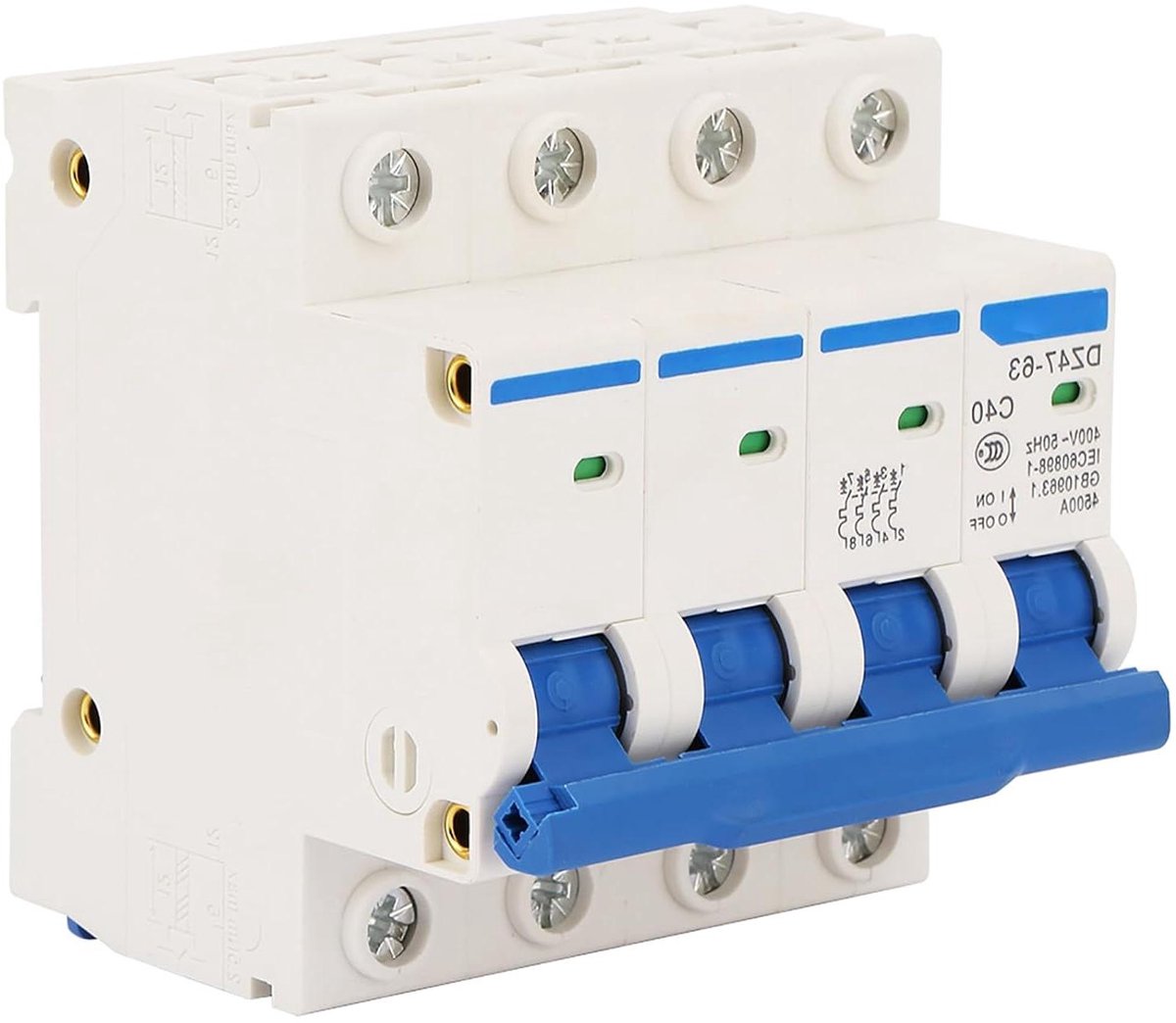 Miniatuur Stroomonderbreker - Zekering 4P - Bescherming DC Systemen - Vlamvertragend Materiaal - 40A 400V - Grijs