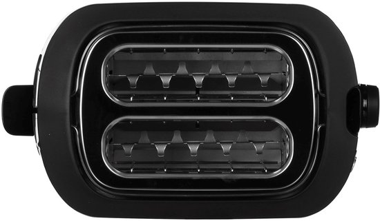 Vue de dessus d'un grille-pain Philips argenté à deux fentes.