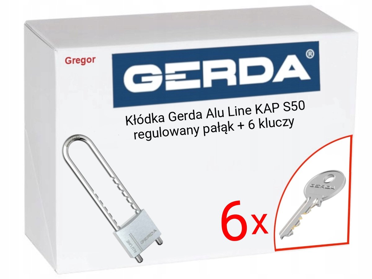 Gerda Alu Line KAP S50 hangslot met 6 sleutels, verstelbare beugel