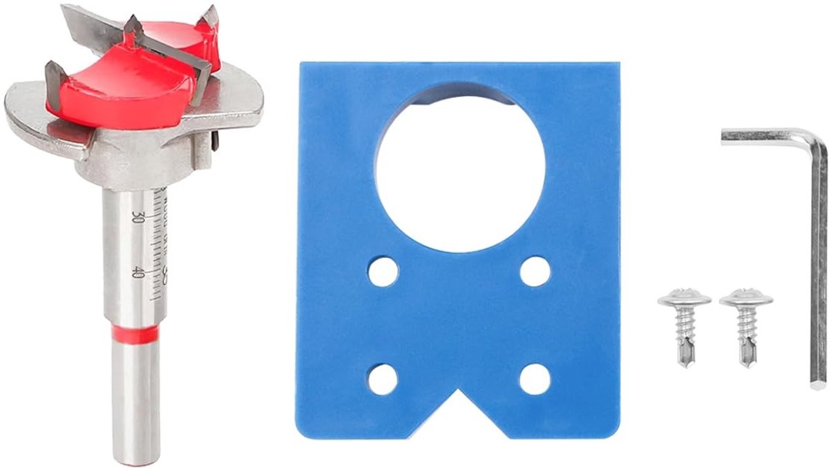 VLEMICO- Scharnier Jig 35mm - Boorgids - Deurscharniermal - Houtbewerking - Lichtgewicht - Hoogwaardig Hardmetaal - Boormal