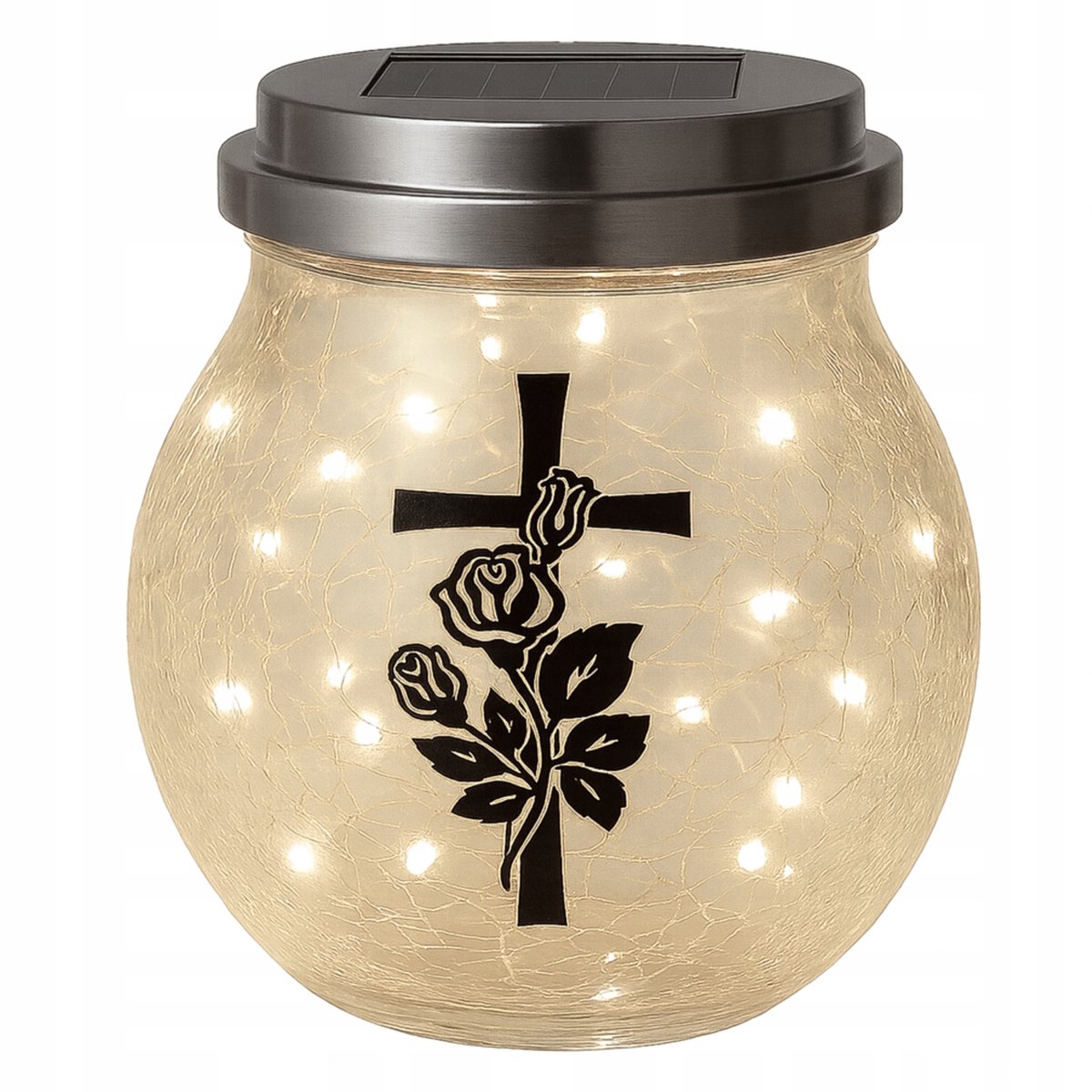 Zonne-energie Graflicht LED met Kruis en Roos - Sfeervol Grafdecoratie