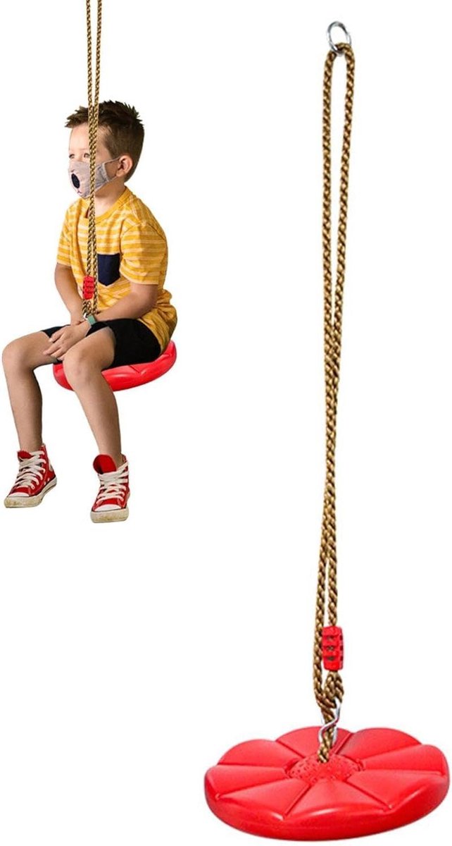Schommelzitje - Buitenschommel - Buiten spelen - Verstelbare touwen - 150 kg draaglast - Rood