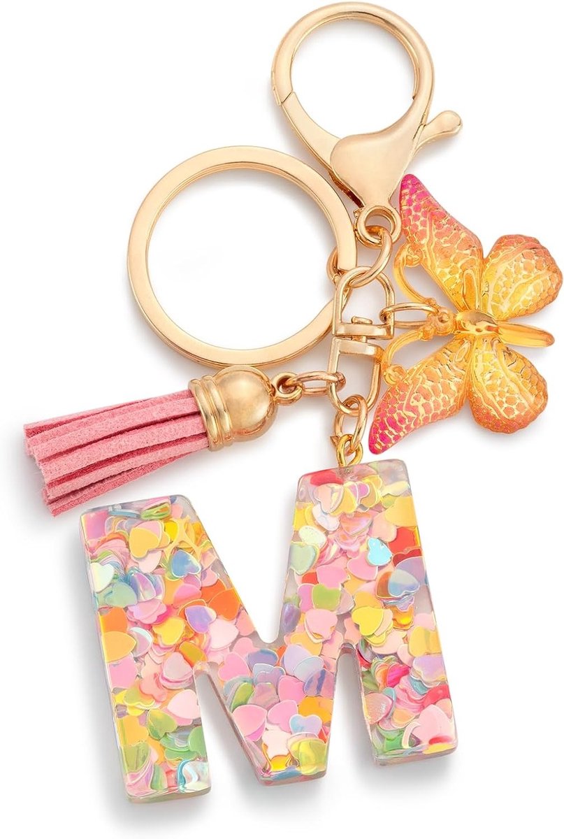 Persoonlijke Sleutelhanger met Initialen en Vlinderontwerp voor Vrouwen - Roze Sleutelhanger voor Meisjes, Perfect Cadeau voor Verjaardag en Speciale Gelegenheden