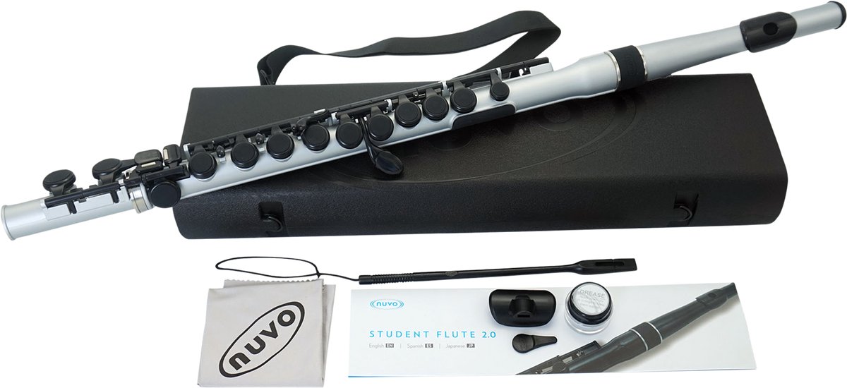 NUVO SF300FSV Student Flute 2.0 – C-stemming, 255 g, zilver, incl. blokfluitkopstuk en etui