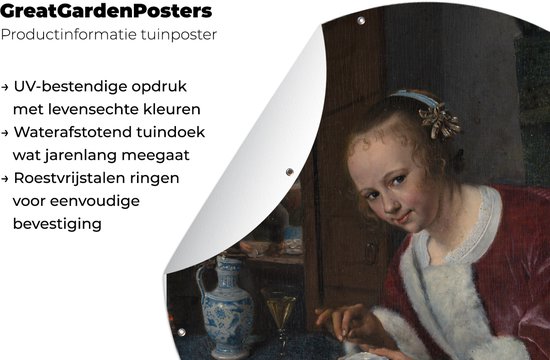 Tuincirkel Het oestereetstertje - Jan Steen - 120x120 cm - Ronde Tuinposter - Buiten