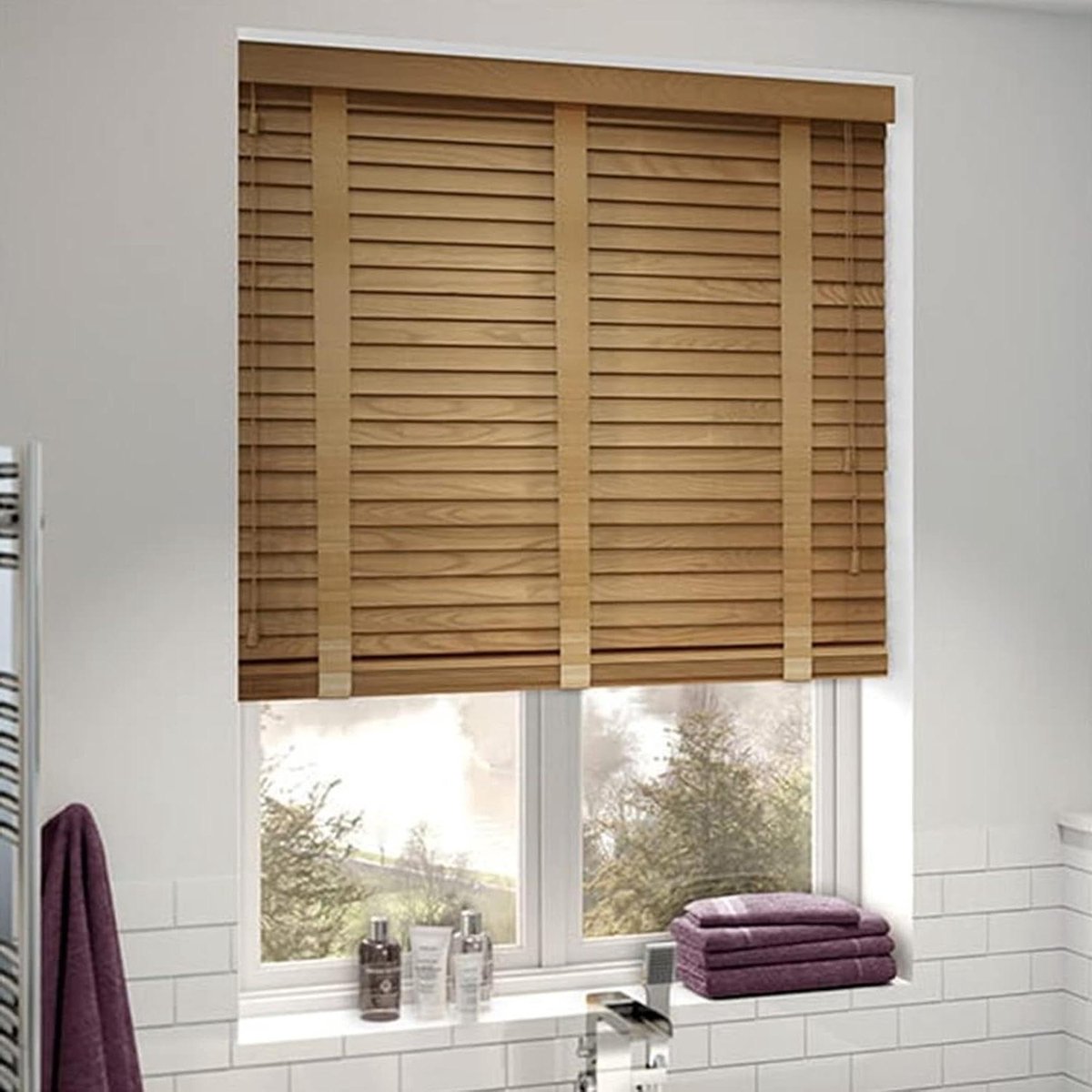 Houten Jaloezieën - Raambekleding Bamboe - Privacy Creëren - Warmte-isolerend - 120 cm breed - Natuurlijk
