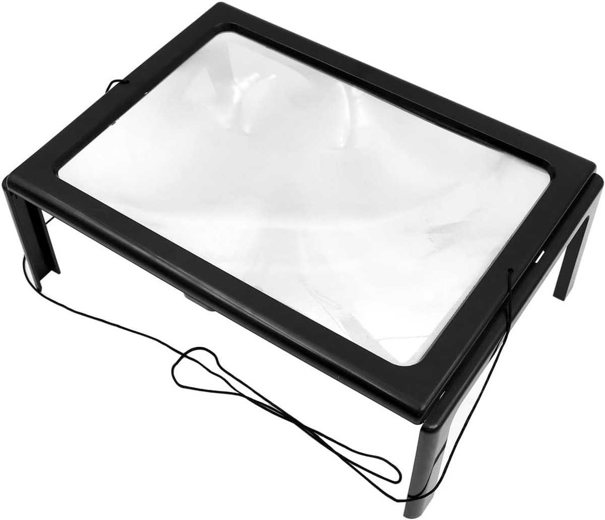 SPHProducts - Vergrootglas met LED Licht - A4 Vergroting - Handenvrij ontwerp - Rectangulair - Ideaal voor lezen, naaien en meer - Geschikt voor ouder