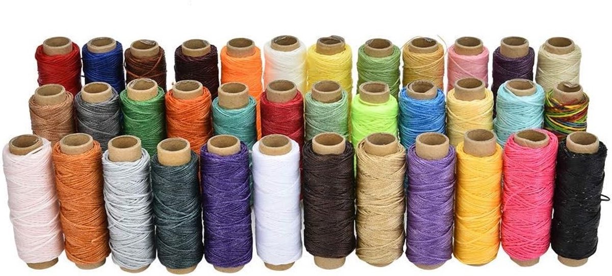 Kleurige Leerwasdraad 36 Kleuren 50 Meter / Rol 150D Gereedschap voor Hand- en Machine-Naaien en DIY Leerprojecten